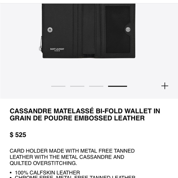 Authentic YSL Yves Saint Laurent Black Silver Bi Fold Small Wallet - Picture 10 of 16